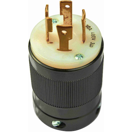 Marinco Locking Plug, L16-30P, 30 A, 480V AC, Three Phase, 3 Pole, Screw Terminals, Spring Clamp Terminals 3016P